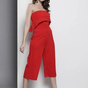 Dorothy Perkins Red Strapless Jumpsuit, Red, Plus Size 16